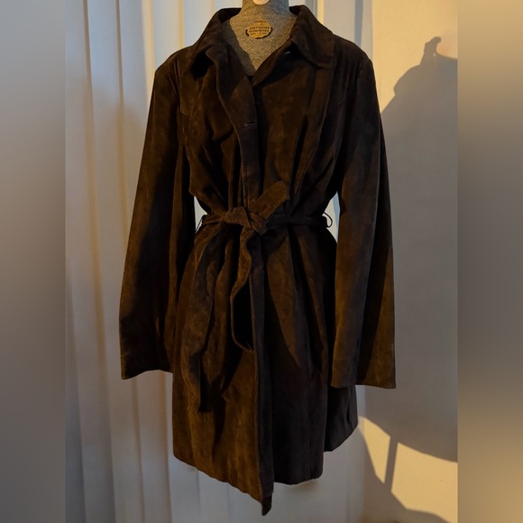 Guillaume Jackets & Blazers - GUILLAUME Dark Brown Soft Suede Trench jacket Coat